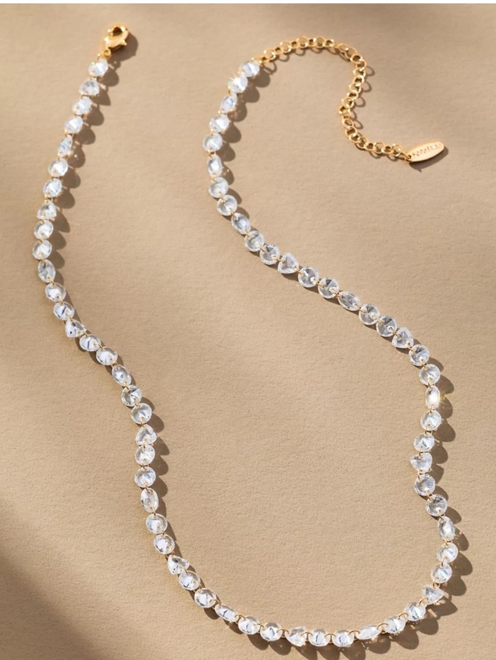 Anthropologie Crystal Circlet Necklace 14KT Gold Plated New Gold Clear Stones